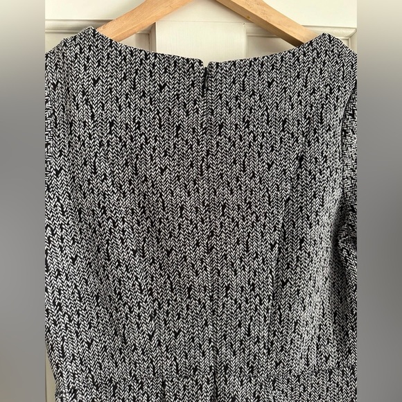 Ann Taylor Size 4 Petite Small fit and flare black herringbone dress classy - Picture 5 of 7